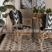bali & pari Wallis Modern French Two-Tone Black and White Weaving and Natural Rattan Indoor Dining Chair - BSOBC010-W3-Rattan-DC Arm