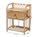 bali & pari Kobie Modern Bohemian Natural Brown Rattan 1-Drawer Nightstand - BSOKobie-Rattan-NS