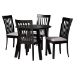 Baxton Studio Nina Modern Grey Fabric and Espresso Brown Finished Wood 5-Piece Dining Set