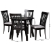 Baxton Studio Nina Modern Grey Fabric and Espresso Brown Finished Wood 5-Piece Dining Set - BSONina-Grey/Dark Brown-5PC Dining Set