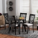 Baxton Studio Nina Modern Grey Fabric and Espresso Brown Finished Wood 5-Piece Dining Set - BSONina-Grey/Dark Brown-5PC Dining Set