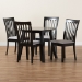 Baxton Studio Nina Modern Grey Fabric and Espresso Brown Finished Wood 5-Piece Dining Set - BSONina-Grey/Dark Brown-5PC Dining Set