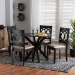 Baxton Studio Sanne Modern Beige Fabric and Espresso Brown Finished Wood 5-Piece Dining Set - BSOSanne-Sand/Dark Brown-5PC Dining Set