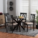Baxton Studio Maya Modern Beige Fabric and Espresso Brown Finished Wood 5-Piece Dining Set - BSOMaya-Sand/Dark Brown-5PC Dining Set