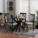 Baxton Studio Maya Modern Grey Fabric and Espresso Brown Finished Wood 5-Piece Dining Set - BSOMaya-Grey/Dark Brown-5PC Dining Set