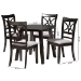 Baxton Studio Brooke Modern Grey Fabric and Dark Brown Finished Wood 5-Piece Dining Set - BSOBrooke-Grey/Dark Brown-5PC Dining Set