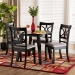 Baxton Studio Brooke Modern Grey Fabric and Dark Brown Finished Wood 5-Piece Dining Set - BSOBrooke-Grey/Dark Brown-5PC Dining Set
