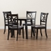Baxton Studio Brooke Modern Grey Fabric and Dark Brown Finished Wood 5-Piece Dining Set - BSOBrooke-Grey/Dark Brown-5PC Dining Set