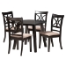 Baxton Studio Brooke Modern Beige Fabric and Dark Brown Finished Wood 5-Piece Dining Set