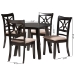 Baxton Studio Brooke Modern Beige Fabric and Dark Brown Finished Wood 5-Piece Dining Set - BSORosie-Sand/Dark Brown-5PC Dining Set