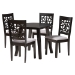 Baxton Studio Aiden Modern Grey Fabric and Dark Brown Finished Wood 5-Piece Dining Set