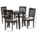 Baxton Studio Aiden Modern Grey Fabric and Dark Brown Finished Wood 5-Piece Dining Set - BSOAiden-Grey/Dark Brown-5PC Dining Set