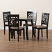 Baxton Studio Aiden Modern Beige Fabric and Dark Brown Finished Wood 5-Piece Dining Set - BSOAlice-Sand/Dark Brown-5PC Dining Set