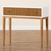 bali & pari Odile Mid-Century Modern Two-Tone Natural Brown and White Bayur Wood 1-Drawer Console Table - BSOOND6-Console