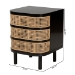 bali & pari Nabila Modern Bohemian Black Bayur Wood and Natural Rattan 3-Drawer End Table Nightstand - BSOCMO4-End Table