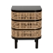 bali & pari Nabila Modern Bohemian Black Bayur Wood and Natural Rattan 3-Drawer End Table Nightstand - BSOCMO4-End Table