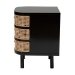 bali & pari Nabila Modern Bohemian Black Bayur Wood and Natural Rattan 3-Drawer End Table Nightstand - BSOCMO4-End Table