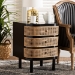 bali & pari Nabila Modern Bohemian Black Bayur Wood and Natural Rattan 3-Drawer End Table Nightstand - BSOCMO4-End Table