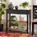 bali & pari Freya Modern Bohemian Black Finished Bayur Wood 1-Drawer Console Table - BSOFIB3-Console