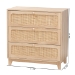Baxton Studio Elsbeth Japandi Oak Brown Finished Wood and Natural Rattan 3-Drawer Storage Cabinet - BSOLC22040703-Rattan-3DW Cabinet