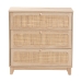 Baxton Studio Elsbeth Japandi Oak Brown Finished Wood and Natural Rattan 3-Drawer Storage Cabinet - BSOLC22040703-Rattan-3DW Cabinet