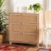 Baxton Studio Elsbeth Japandi Oak Brown Finished Wood and Natural Rattan 3-Drawer Storage Cabinet - BSOLC22040703-Rattan-3DW Cabinet