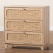 Baxton Studio Elsbeth Japandi Oak Brown Finished Wood and Natural Rattan 3-Drawer Storage Cabinet - BSOLC22040703-Rattan-3DW Cabinet