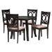 Baxton Studio Louisa Modern Beige Fabric and Dark Brown Finished Wood 5-Piece Dining Set