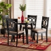 Baxton Studio Louisa Modern Beige Fabric and Dark Brown Finished Wood 5-Piece Dining Set - BSOEvie-Sand/Dark Brown-5PC Dining Set