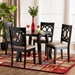 Baxton Studio Louisa Modern Beige Fabric and Dark Brown Finished Wood 5-Piece Dining Set - BSOEvie-Sand/Dark Brown-5PC Dining Set