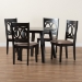 Baxton Studio Louisa Modern Beige Fabric and Dark Brown Finished Wood 5-Piece Dining Set - BSOEvie-Sand/Dark Brown-5PC Dining Set