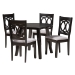Baxton Studio Louisa Modern Grey Fabric and Dark Brown Finished Wood 5-Piece Dining Set