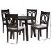 Baxton Studio Louisa Modern Grey Fabric and Dark Brown Finished Wood 5-Piece Dining Set - BSOLouisa-Grey/Dark Brown-5PC Dining Set