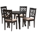 Baxton Studio Ellie Modern Beige Fabric and Dark Brown Finished Wood 5-Piece Dining Set