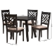 Baxton Studio Ellie Modern Beige Fabric and Dark Brown Finished Wood 5-Piece Dining Set - BSOEllie-Sand/Dark Brown-5PC Dining Set