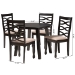 Baxton Studio Ruby Modern Beige Fabric and Dark Brown Finished Wood 5-Piece Dining Set - BSORuby-Sand/Dark Brown-5PC Dining Set