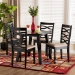 Baxton Studio Ruby Modern Beige Fabric and Dark Brown Finished Wood 5-Piece Dining Set - BSORuby-Sand/Dark Brown-5PC Dining Set