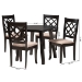 Baxton Studio Lexi Modern Beige Fabric and Dark Brown Finished Wood 5-Piece Dining Set - BSOLexi-Sand/Dark Brown-5PC Dining Set