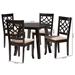 Baxton Studio Thea Modern Beige Fabric and Dark Brown Finished Wood 5-Piece Dining Set - BSOThea-Sand/Dark Brown-5PC Dining Set