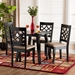 Baxton Studio Thea Modern Beige Fabric and Dark Brown Finished Wood 5-Piece Dining Set - BSOThea-Sand/Dark Brown-5PC Dining Set