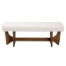Baxton Studio Theo Japandi Cream Boucle Fabric and Walnut Brown Finished Wood Bench - BSOBBT5368-Cream/Walnut-Bench