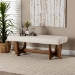 Baxton Studio Theo Japandi Cream Boucle Fabric and Walnut Brown Finished Wood Bench - BSOBBT5368-Cream/Walnut-Bench