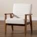 Baxton Studio Stratton Mid-Century Modern Cream Boucle Fabric and Walnut Brown Finished Wood Armchair - BSOBBT8013.16-Maya-Cream/Walnut-CC