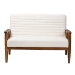Baxton Studio Stratton Mid-Century Modern Cream Boucle Fabric and Walnut Brown Finished Wood Loveseat - BSOBBT8013.16-Maya-Cream/Walnut-LS