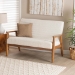Baxton Studio Stratton Mid-Century Modern Cream Boucle Fabric and Walnut Brown Finished Wood Loveseat - BSOBBT8013.16-Maya-Cream/Walnut-LS