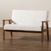 Baxton Studio Stratton Mid-Century Modern Cream Boucle Fabric and Walnut Brown Finished Wood Loveseat - BSOBBT8013.16-Maya-Cream/Walnut-LS