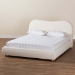 Baxton Studio Maya Mid-Century Modern Cream Boucle Fabric and Oak Brown Finished Wood Queen Size Platform Bed - BSOBBT61130-Maya-Cream/Oak-Queen