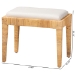 bali & pari Sofia Modern Bohemian Natural Brown Rattan and Mahogany Wood Ottoman - BSOSofia-Rattan-Otto