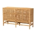 Baxton Studio Vivan Modern Bohemian Natural Brown Rattan and Mahogany Wood Storage Cabinet