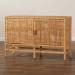 bali & pari Vivan Modern Bohemian Natural Brown Rattan and Mahogany Wood Storage Cabinet - BSOVivan-W137-Rattan-Cabinet
